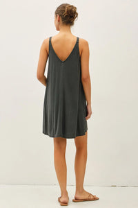 Charcoal V-Neck Knit Dress