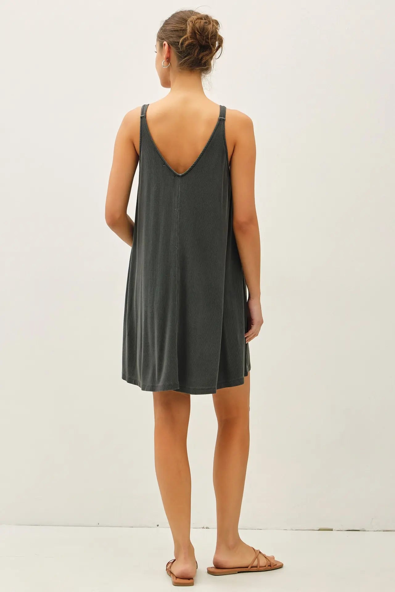 Charcoal V-Neck Knit Dress