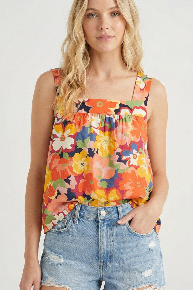 Navy Summer Floral Tank
