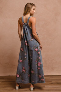 Floral Denim Overalls