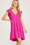 Magenta Ruffled Dress