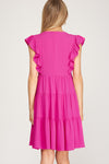 Magenta Ruffled Dress