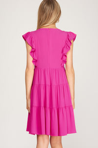 Magenta Ruffled Dress