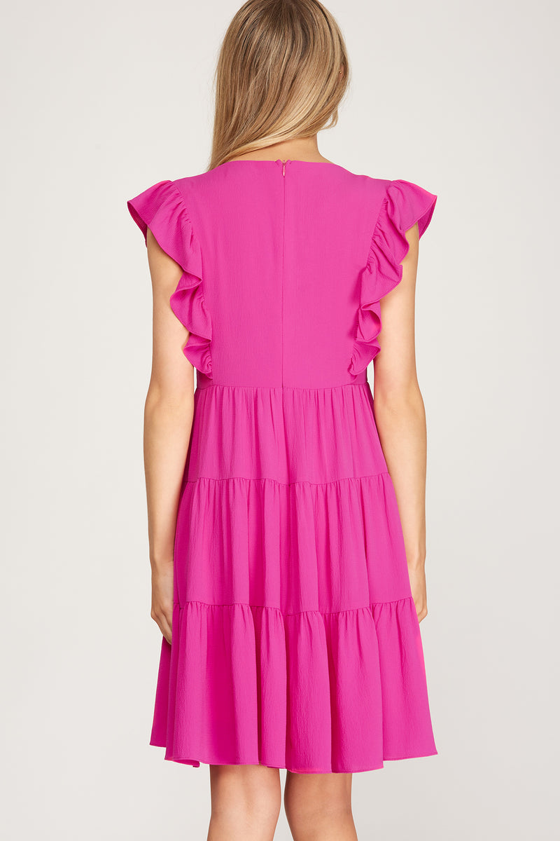 Magenta Ruffled Dress