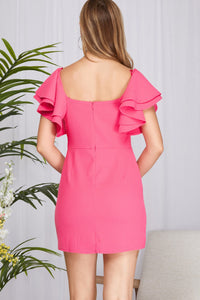 Hot Pink Double Ruffle Dress