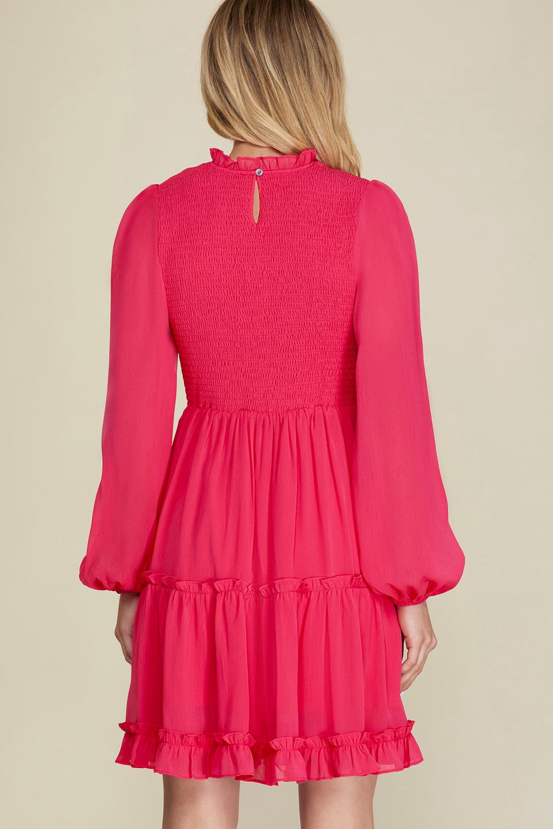 Cherry Pink Smocked Dress