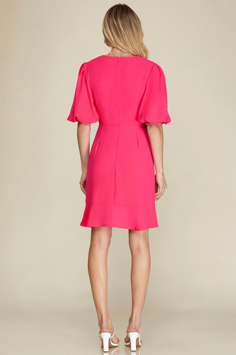 Fuchsia Ruffled Hem Dress