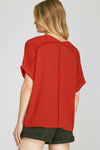 Red S/S V-Neck