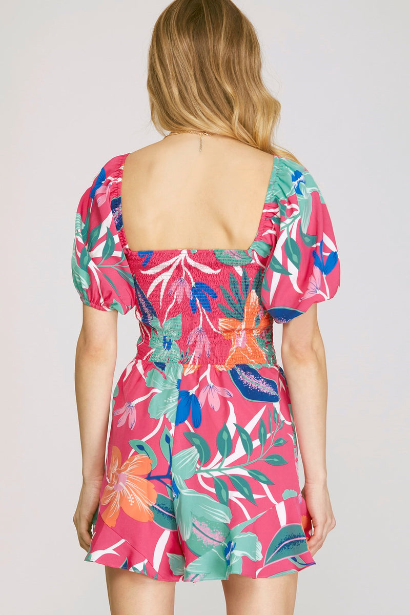 Pink Tropical Romper