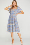 Blue Mandy Print Midi