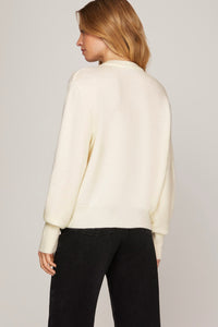 Cream Sequin Bow Sweater