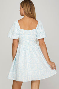 Blue Jacquard Dress
