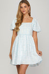 Blue Jacquard Dress
