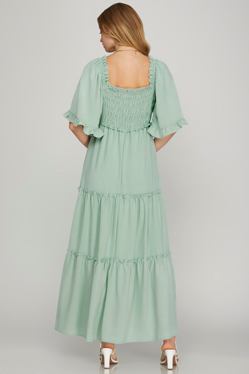 Mint Flutter Sleeve Maxi