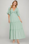 Mint Flutter Sleeve Maxi