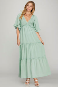 Mint Flutter Sleeve Maxi