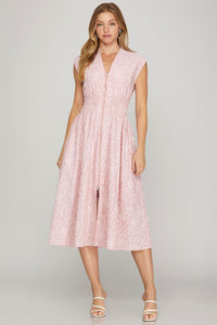 Pink Eyelet Zipper Dress