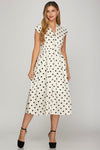 White & Black Polka Dot Midi