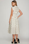 White & Black Polka Dot Midi