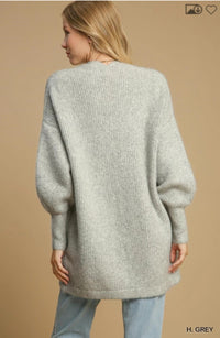 Grey Open Cardigan