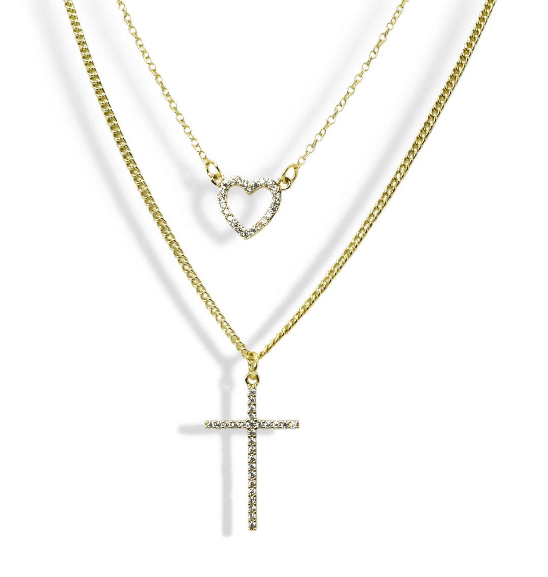 Love & Cross Layer Necklace