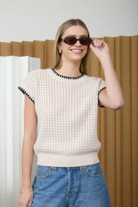 Cream Contrast Sweater