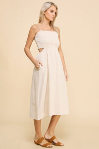 Linen Cutout Midi Dress