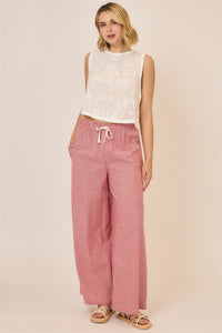 Red Pinstripe Wide Leg