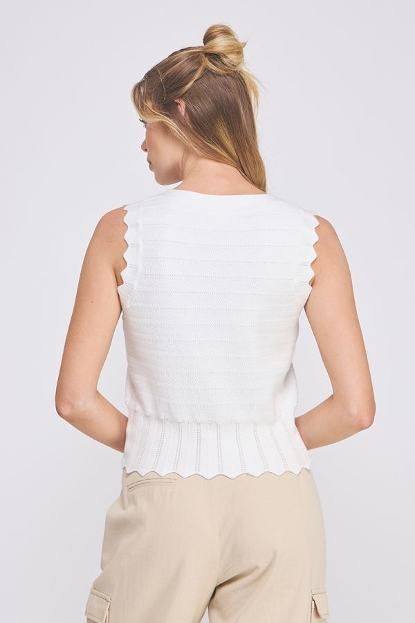 White Scallop Vest