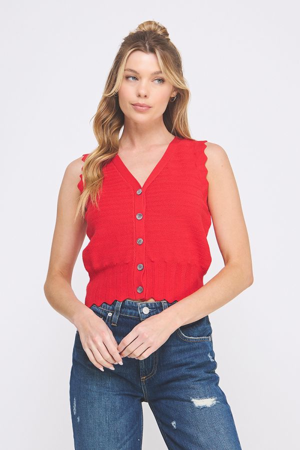 Red Scallop Vest