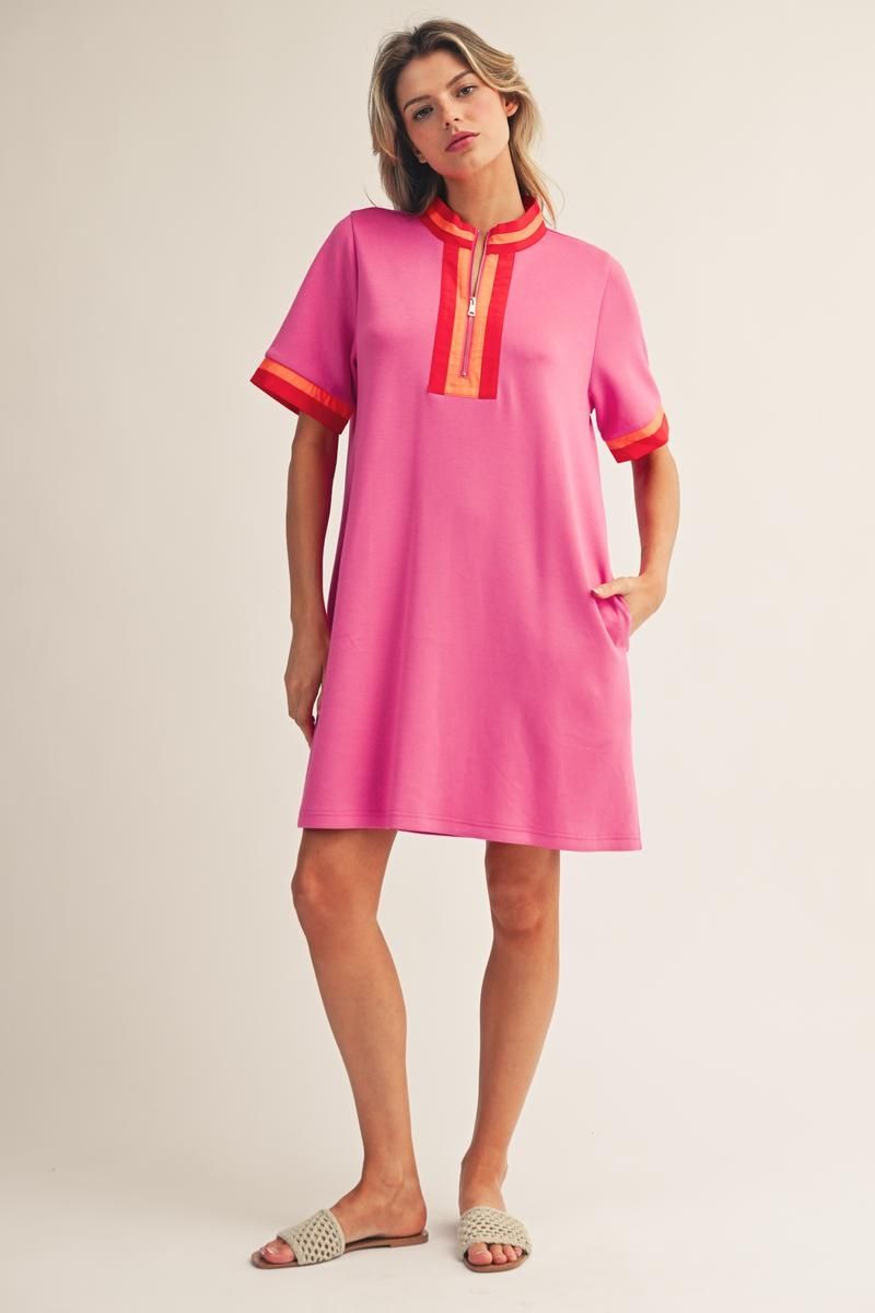 Hot Pink Zip-Up Dress