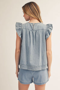 Denim Flutter Sleeve