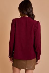 Wine Pleated Blouse