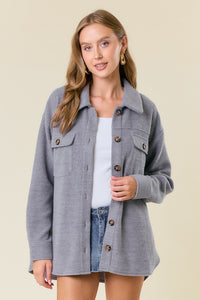 Grey Fleece Shacket