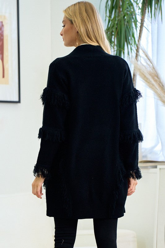 Black Fringe Cardigan