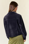 Grey Velour Crop Shacket