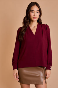 Wine Pleated Blouse