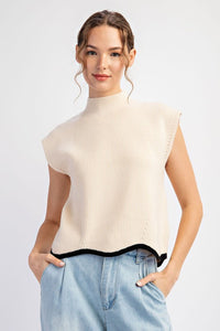 Oatmeal Scallop Sweater