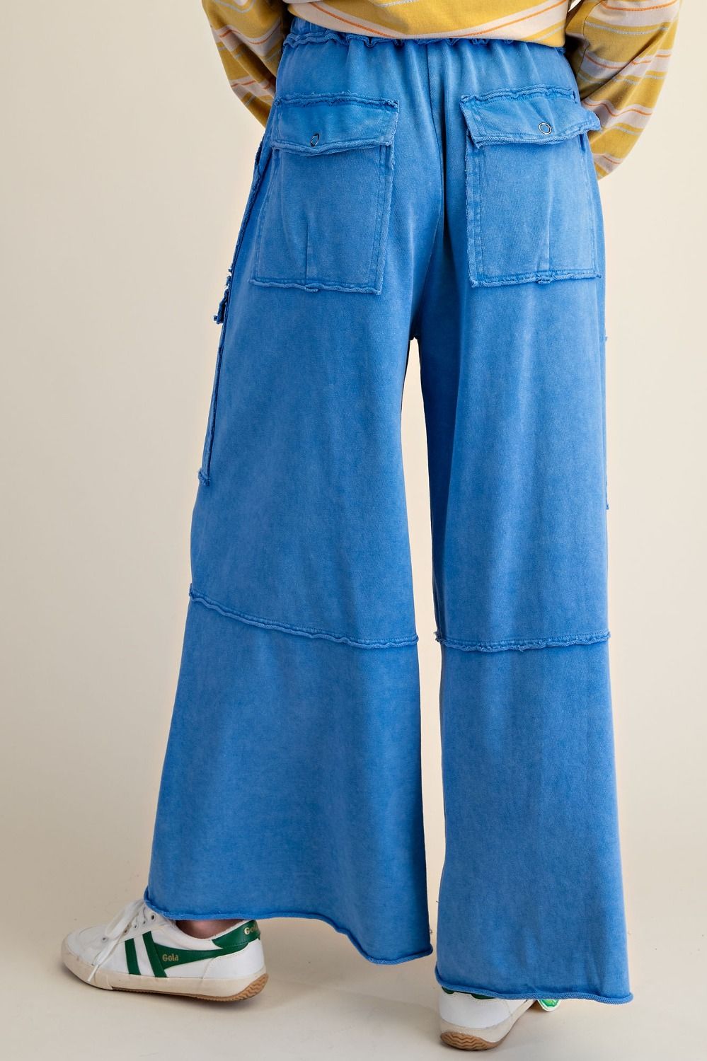 Blue Mineral Washed Wide Leg