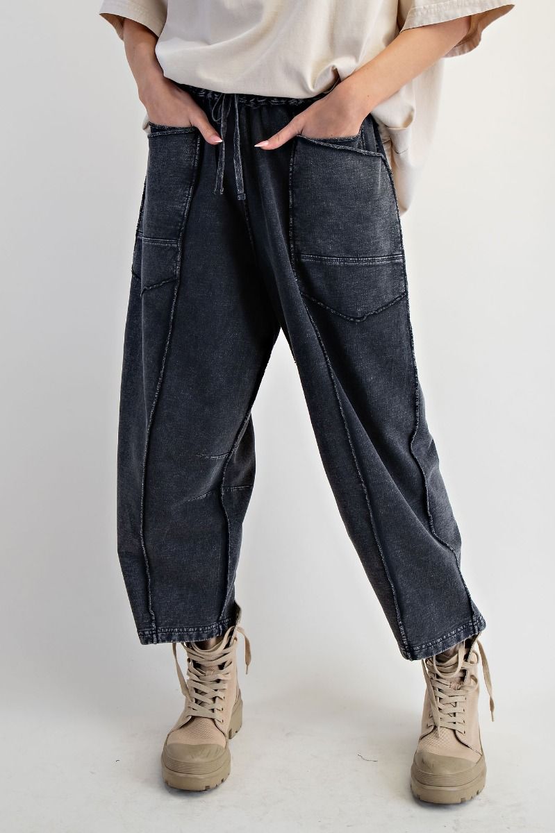 Black Knit Barrel Pant
