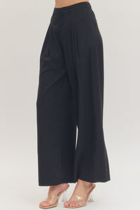 Black Pleated Wide Leg