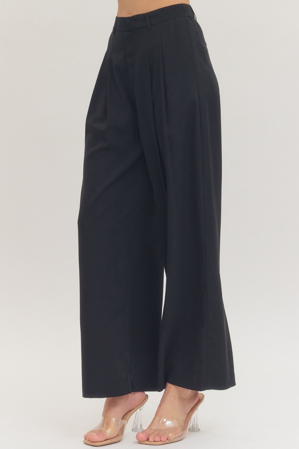 Black Pleated Wide Leg