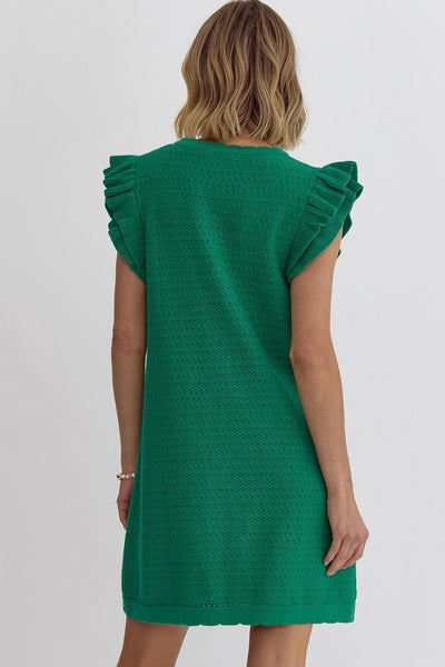 Green Knit Mini Dress