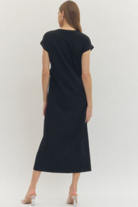 Black Wrap Midi Dress