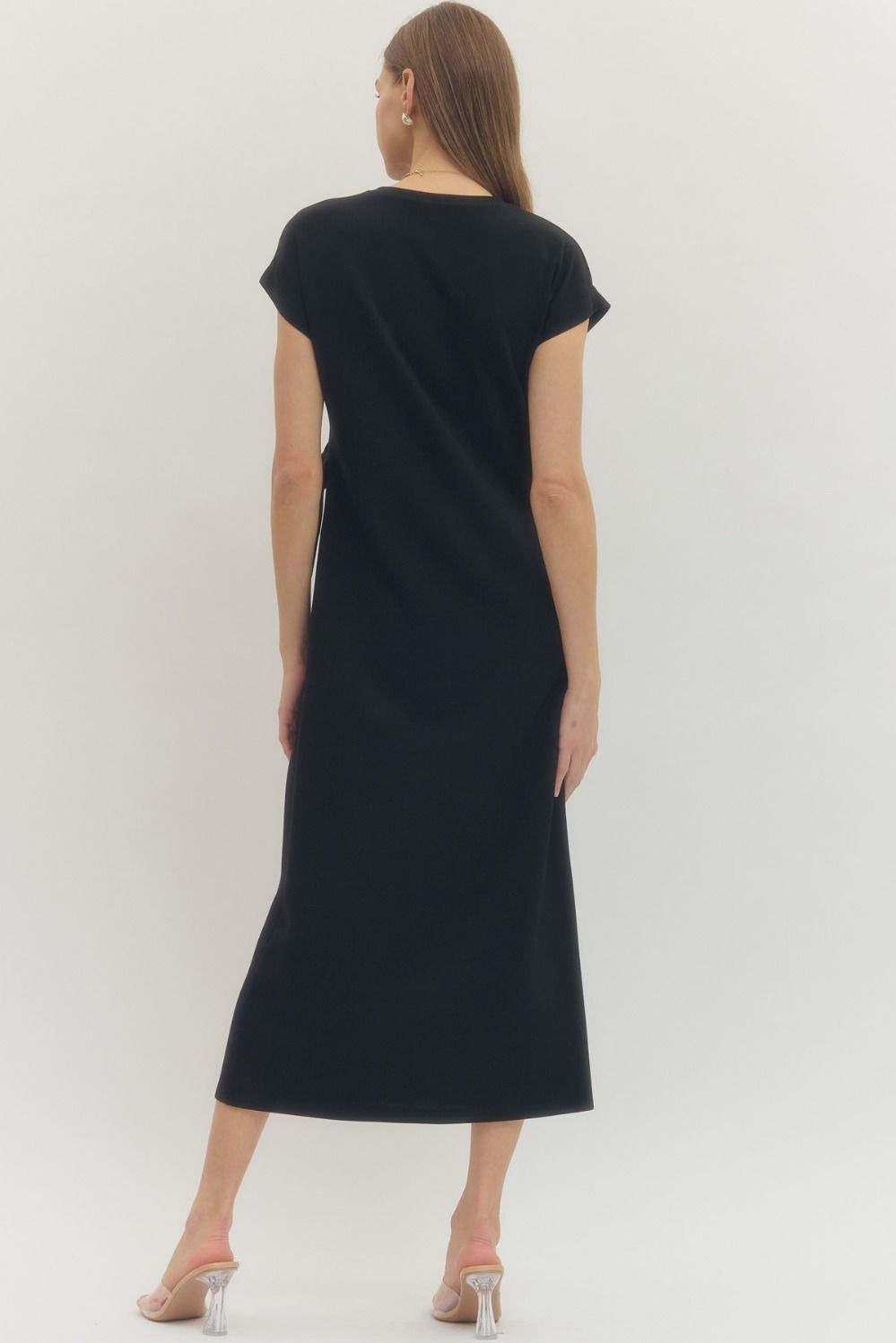 Black Wrap Midi Dress