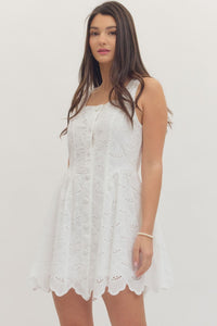 White Scallop Eyelet Dress