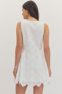 White Scallop Eyelet Dress