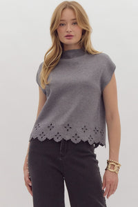 Charcoal Scallop Sweater