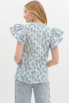 Mint & Blue Floral Top