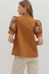 Caramel Embroidered Sleeve
